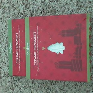 Time & again set of 2  "Happy Holidays" Ceramic Ornaments